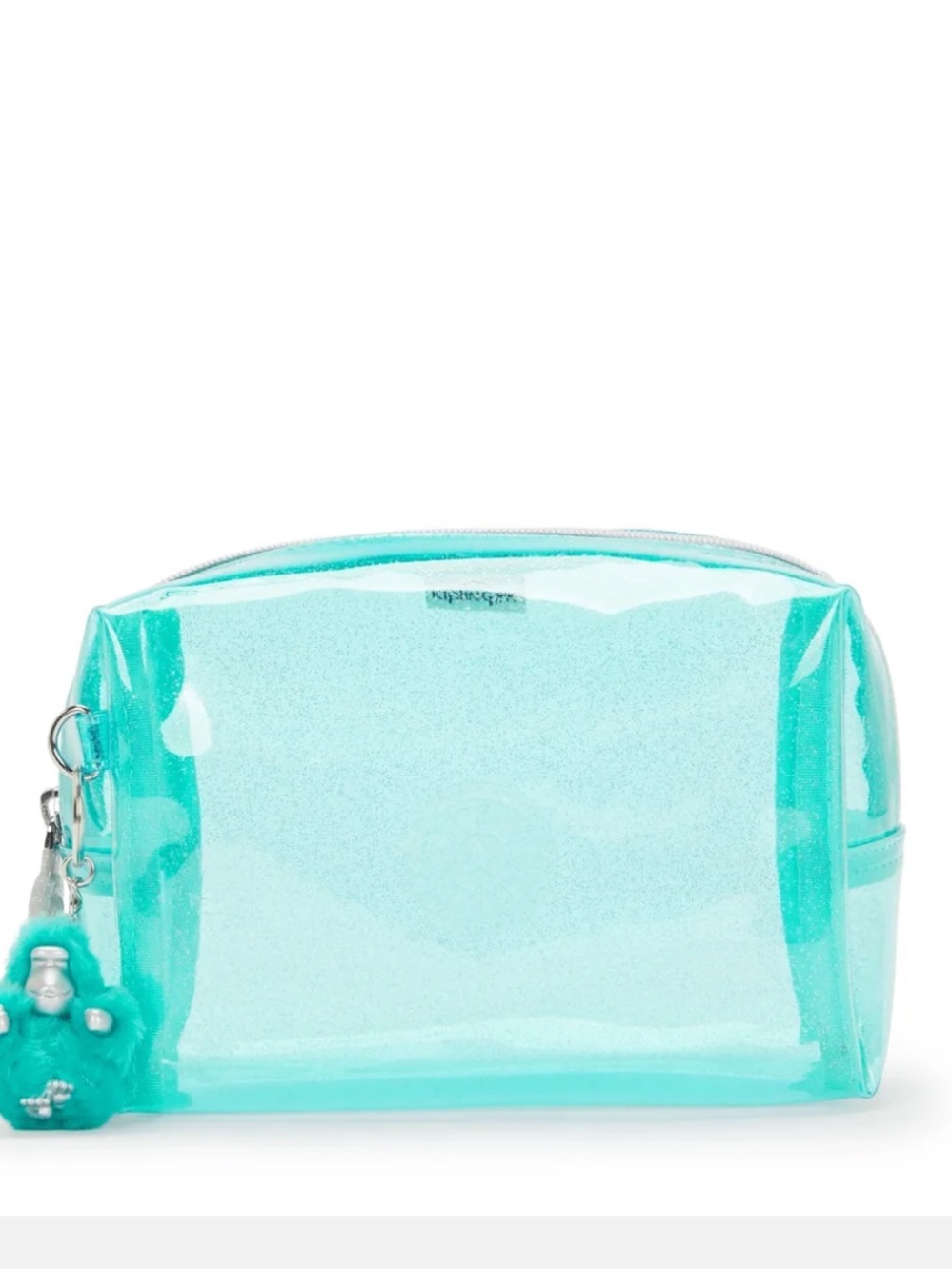 Kipling Pale Blue Cosmetic Pouch with Keychain Charm NWT
